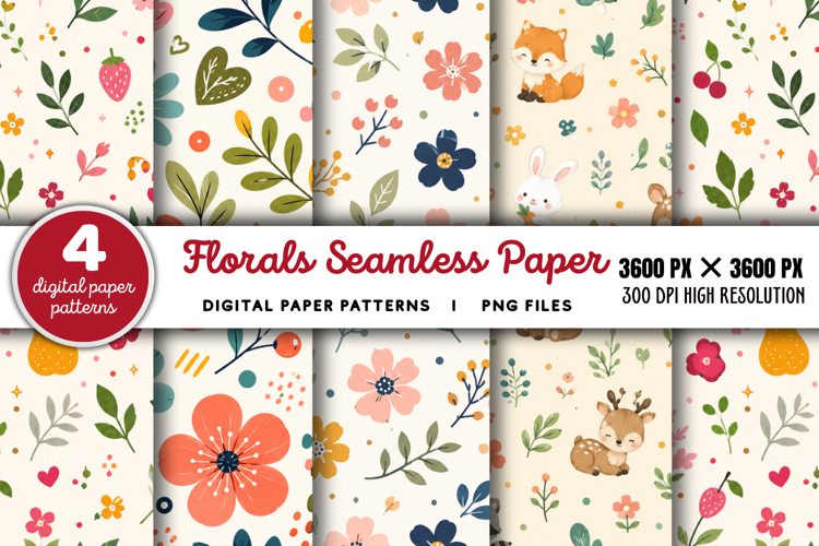 Checkered Florals Seamless Pattern PNG