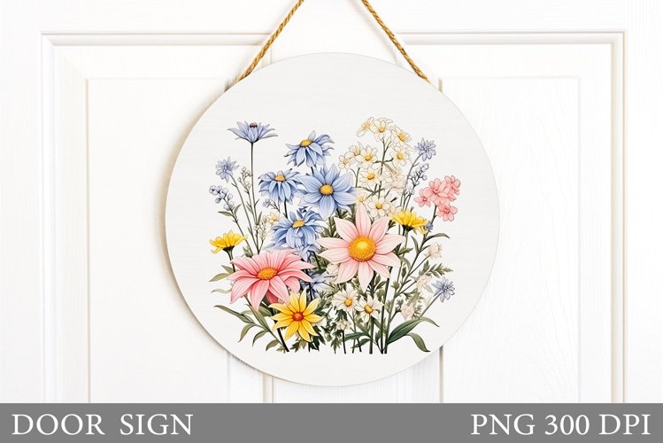 Wildflowers Door Sign Sublimation. Flowers Door Sign Design