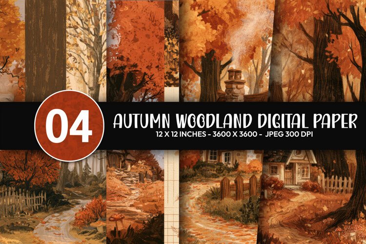 Autumn Woodland Digital Paper example image 1