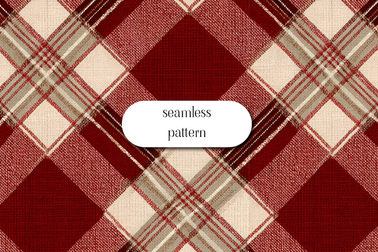 Cozy Red Beige Tartan Plaid Seamless Textile Pattern