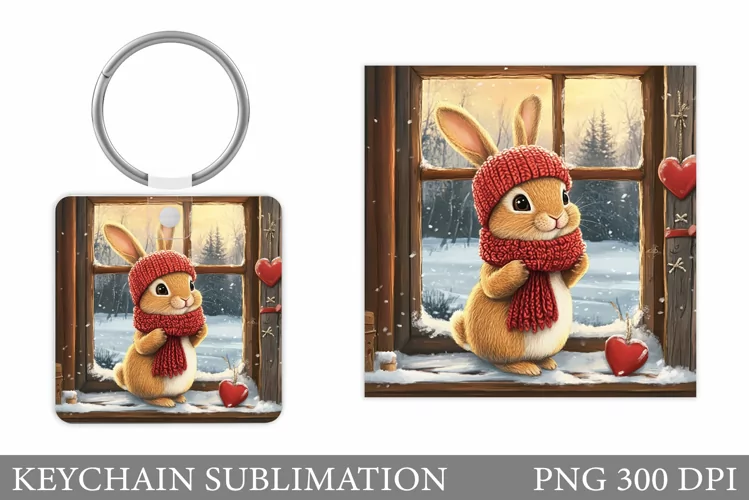 Valentines Bunny Keychain. Cute Bunny Keychain Design