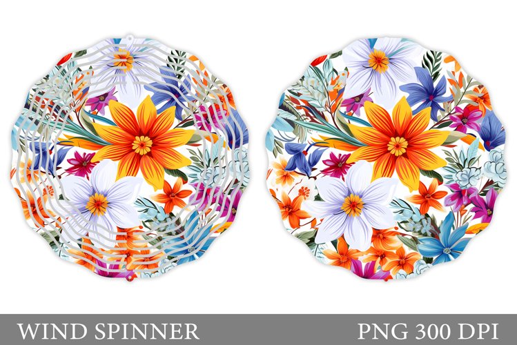 Floral Wind Spinner Sublimation. Flowers Wind Spinner Design example image 1