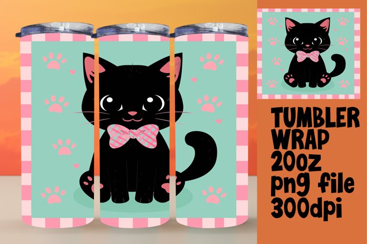 Charming Kitten Tumbler Wrap Design