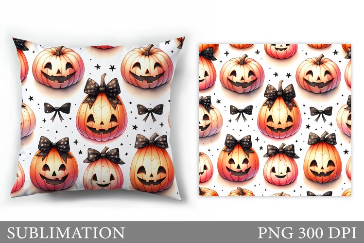 Cute Pumpkin Pillow Design. Cute Halloween Sublimation example image 1
