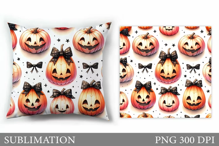 Cute Pumpkin Pillow Design. Cute Halloween Sublimation