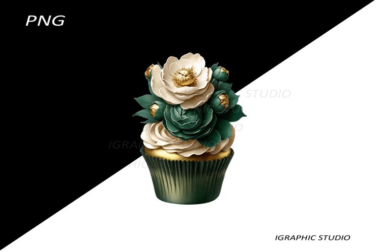 Floral Cupcake Clipart, Peony