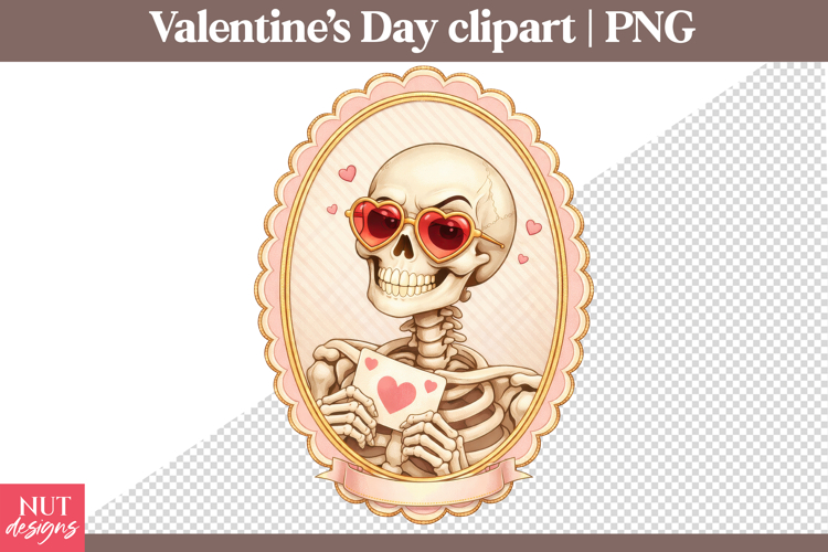 Valentines day clipart Sarcastic Skeleton with Love Letter