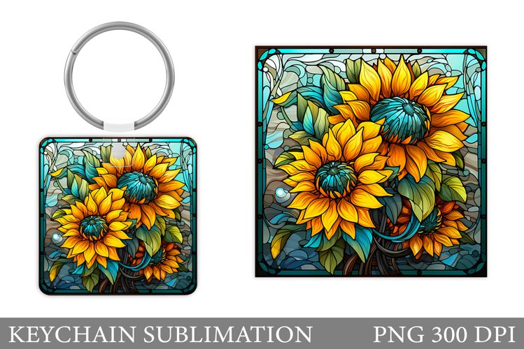 Sunflowers Keychain Sublimation. Flowers Keychain Design