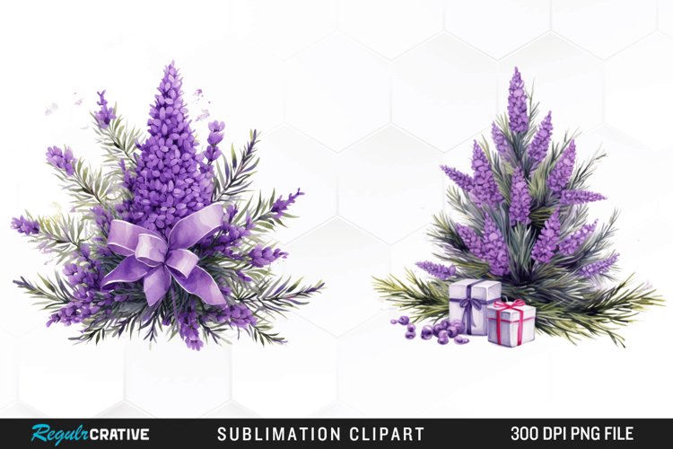 Lavender And Christmas Tree Sublimation PNG Clipart