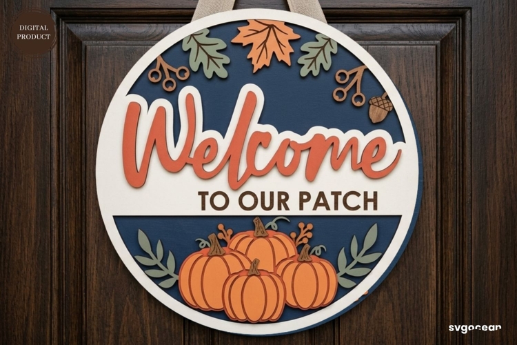 Welcome Fall Door Sign Laser Cut | Autumn Sign | SVG