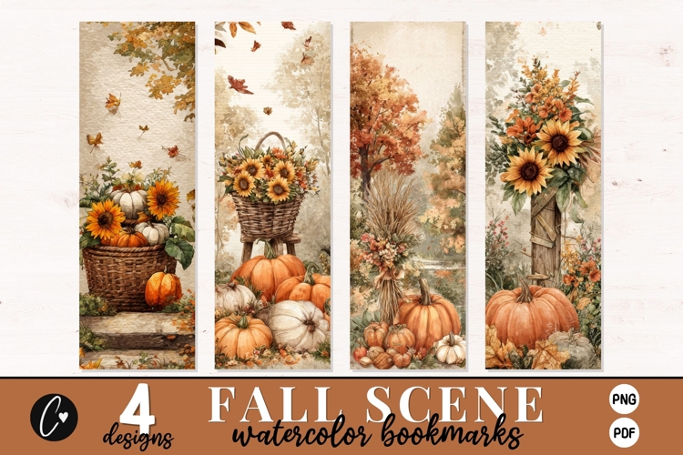 Fall Scene Printable Bookmark | Fall PNG