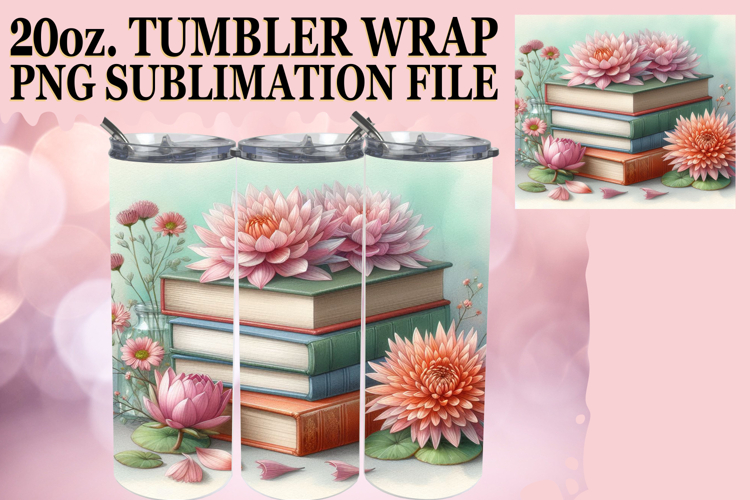RADIANT SPIRIT 20oz TUMBLER WRAP, Book and flower