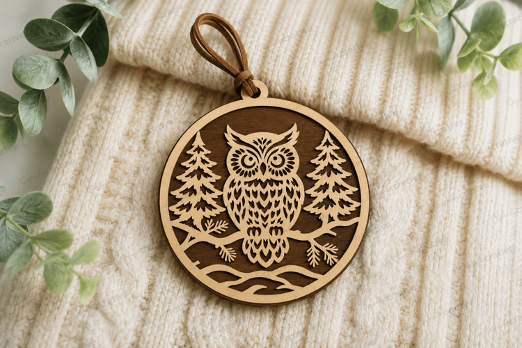 Owl Ornament Laser Cut SVG File owl ornament svg, owl christ
