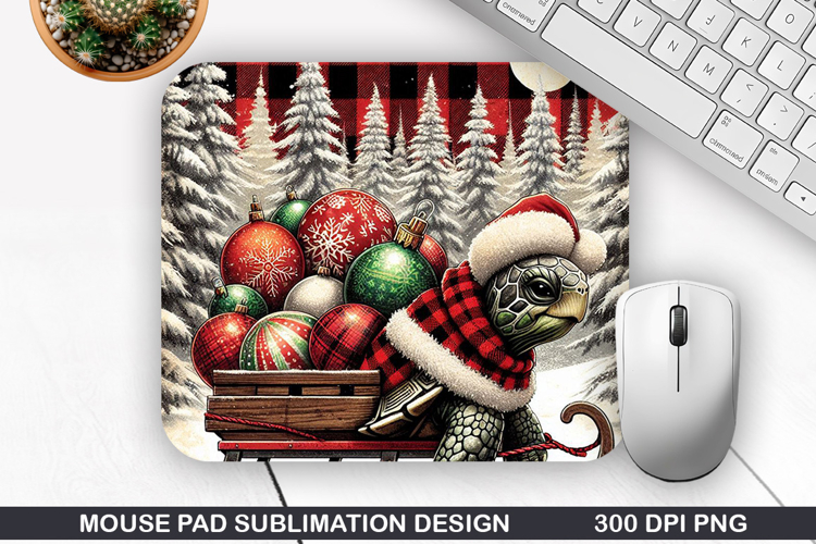 Turtle Mouse Pad Sublimation, Christmas Mouse Pad PNG