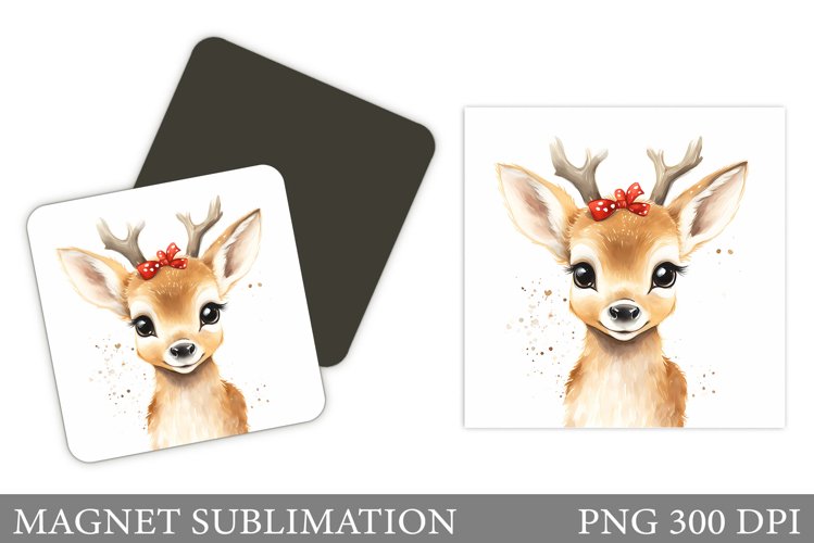 Cute Deer Magnet Sublimation. Christmas Deer Magnet Design