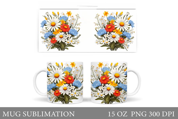 Flowers Mug Sublimation. Flowers Mug Wrap Design
