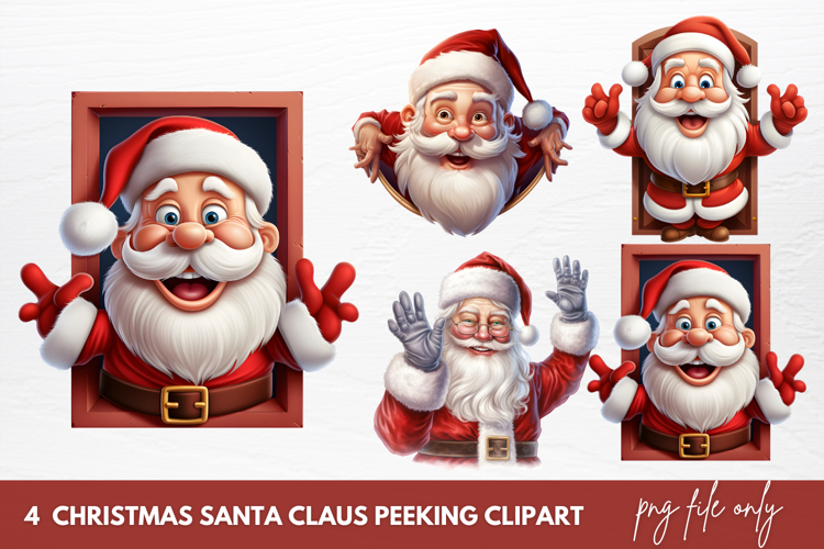 Christmas Santa Claus Peeking Clipart