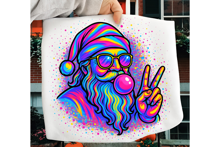 Retro Santa Christmas Blowing Bubble PNG, Christmas PNG