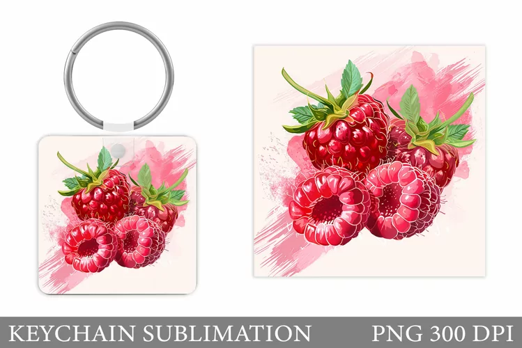 Berries Keychain Design. Raspberries Keychain Sublimation