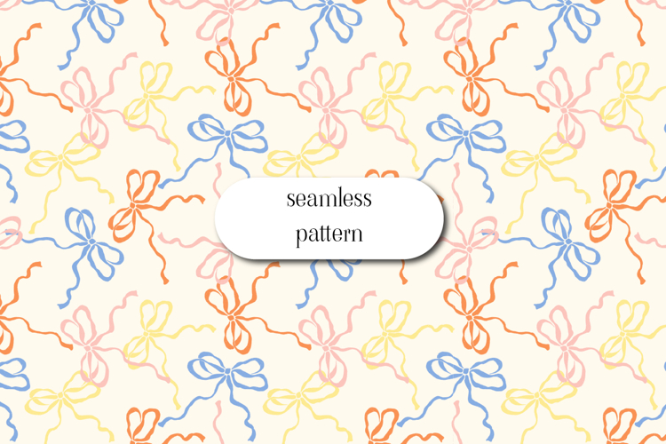 Pastel Bow Seamless Pattern Cute Ribbon Digital Print example image 1