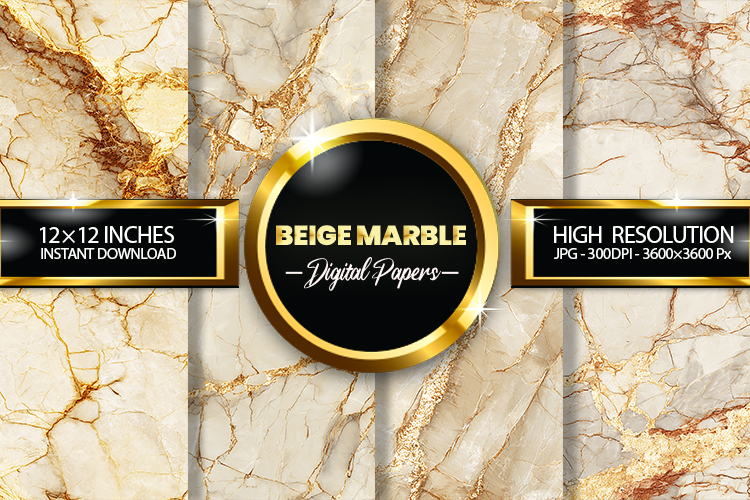 Beige Marble Digital Papers - 04 Variations