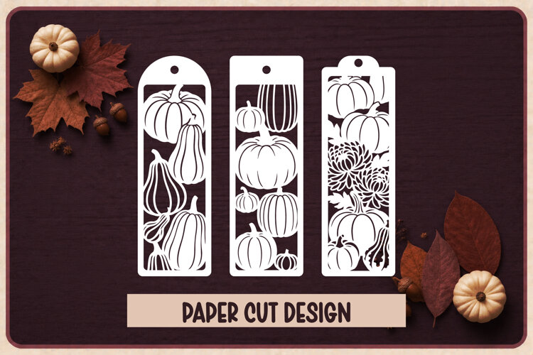 3 Autumn Paper Cut Bookmarks SVG example image 1