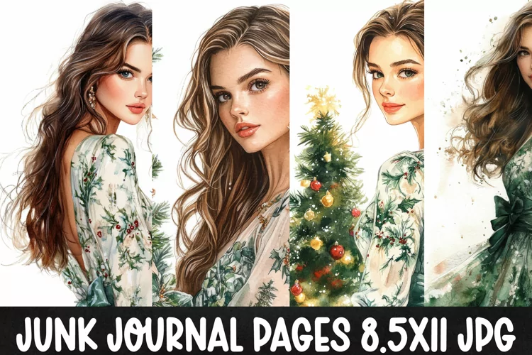 4 Christmas Digital Papers I Christmas Junk Journal Pages