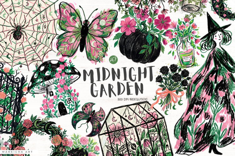 Halloween Midnight Garden Clipart