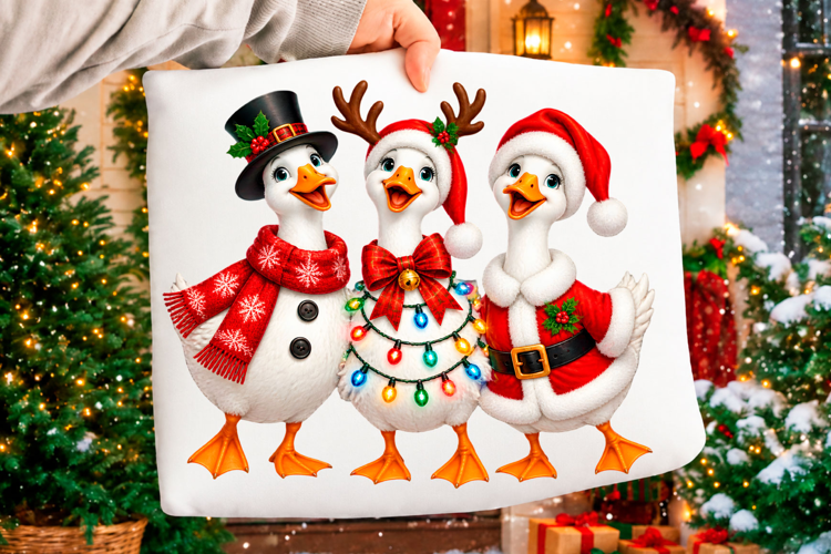 Christmas goose family holiday design