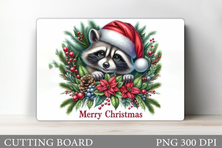 Christmas Raccoon Cutting Board. Christmas Cutting Board example image 1