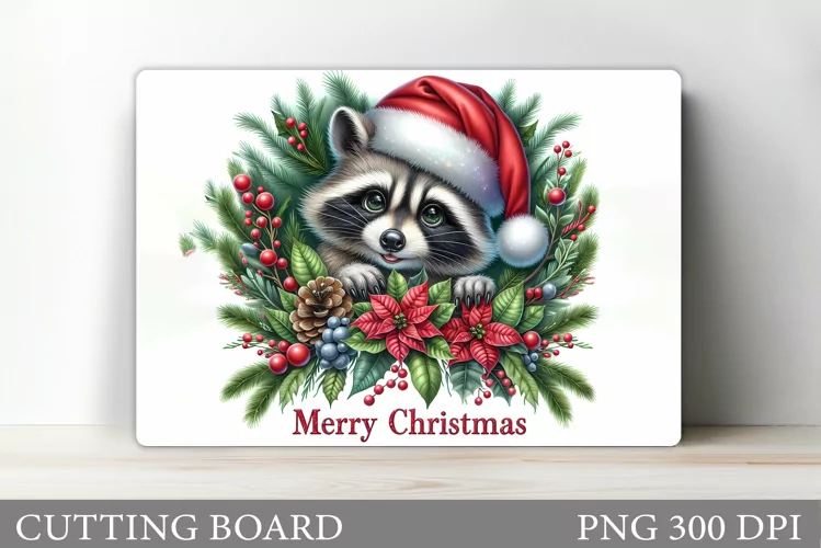 Christmas Raccoon Cutting Board. Christmas Cutting Board