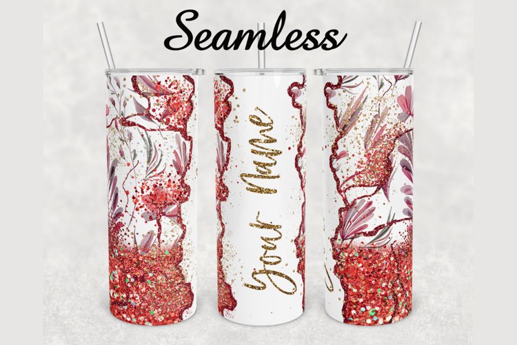 Red Faux Glitter Marble 20 oz sublimation design tumbler