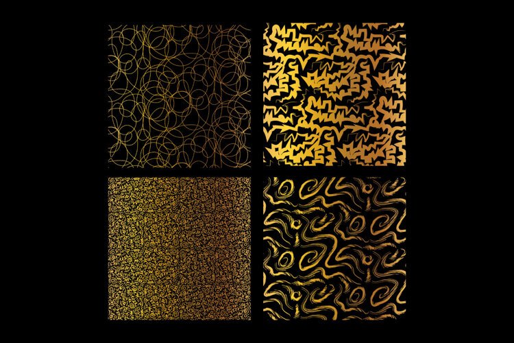 Gold Scribble Grunge Seamless Patterns 4 Designs example image 1