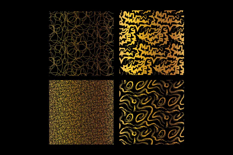 Gold Scribble Grunge Seamless Patterns 4 Designs