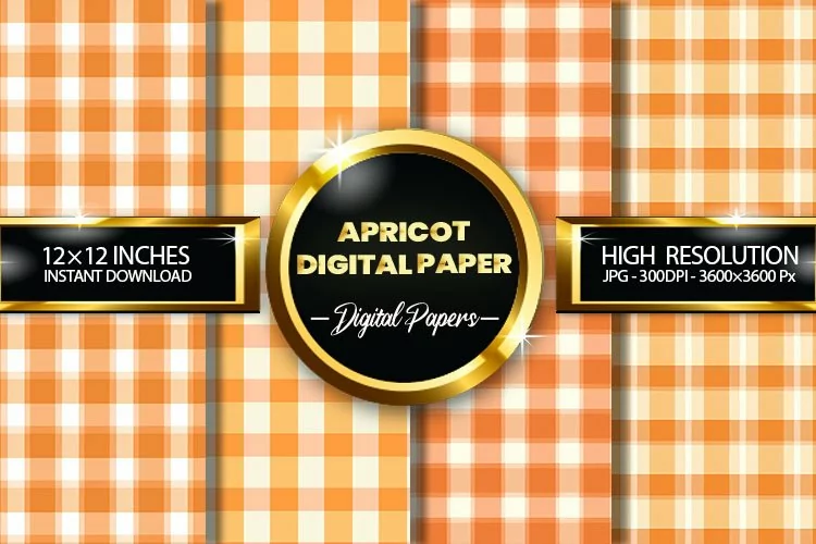Apricot Gingham Digital Papers - 04 Variations