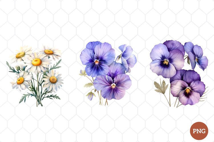Watercolor Wildflowers Clipart
