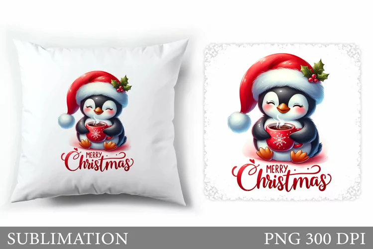 Christmas Penguin Pillow. Christmas Pillow Sublimation