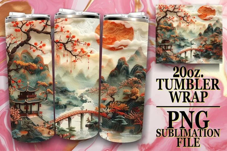 Embroidered Spring Tumbler Wrap - 20oz