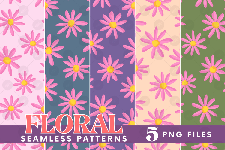 Retro Flowers Seamless Pattern Bundle Floral Png Sublimation