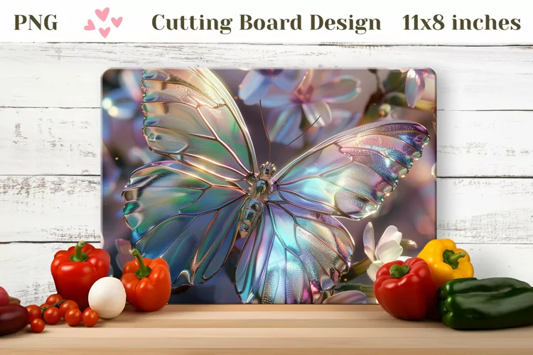 Glitter Butterfly Cutting Board, Holographic Cutting Board