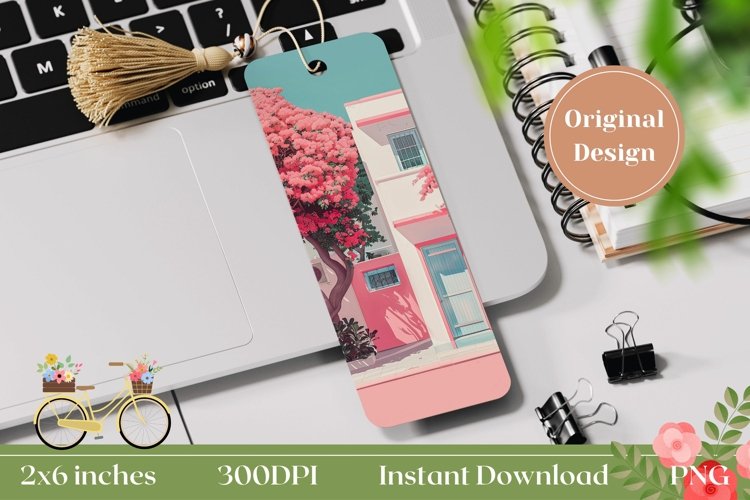 Summer Pink Bookmark Design, Printable Bookmark Sublimation
