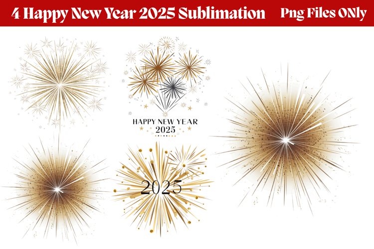 Happy New Year Fireworks Clipart PNG