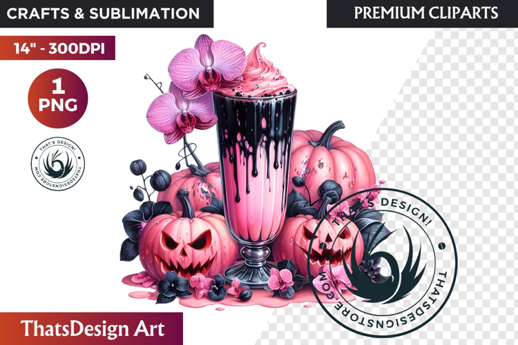 Gothic Halloween Drinks Pink and Black Sublimation clipart