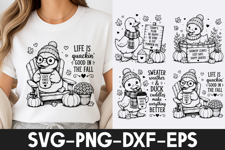 Cute Autumn Duck Quotes SVG PNG