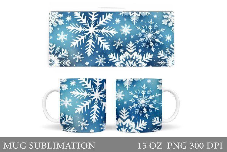 Snowflakes Mug Sublimation. Christmas Mug Design