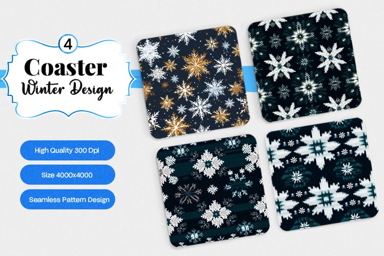 Square Coaster winter snow Sublimation example image 1