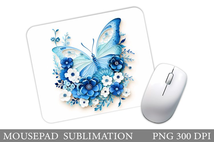 Butterfly Mouse Pad Design. Flowers Mouse Pad Sublimation example image 1