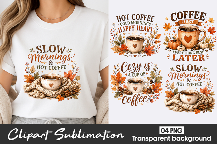 Cozy Coffee Clipart Sublimation PNG