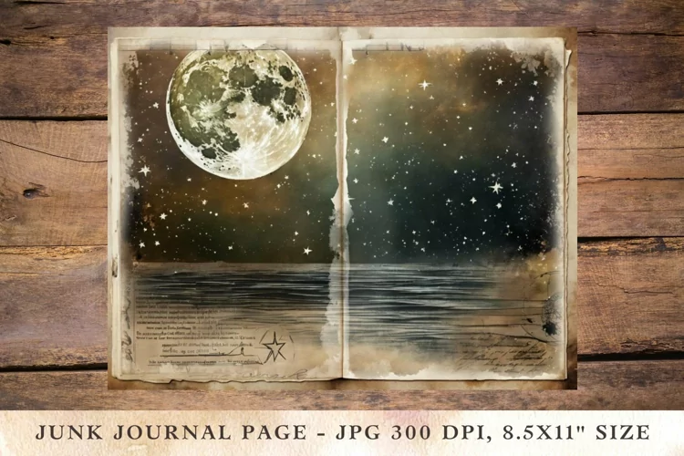 Printable Junk Journal Pages moon stars 4