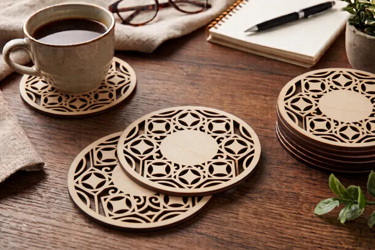 Round Monogram Coaster SVG - Laser Cut Blank Ornament File
